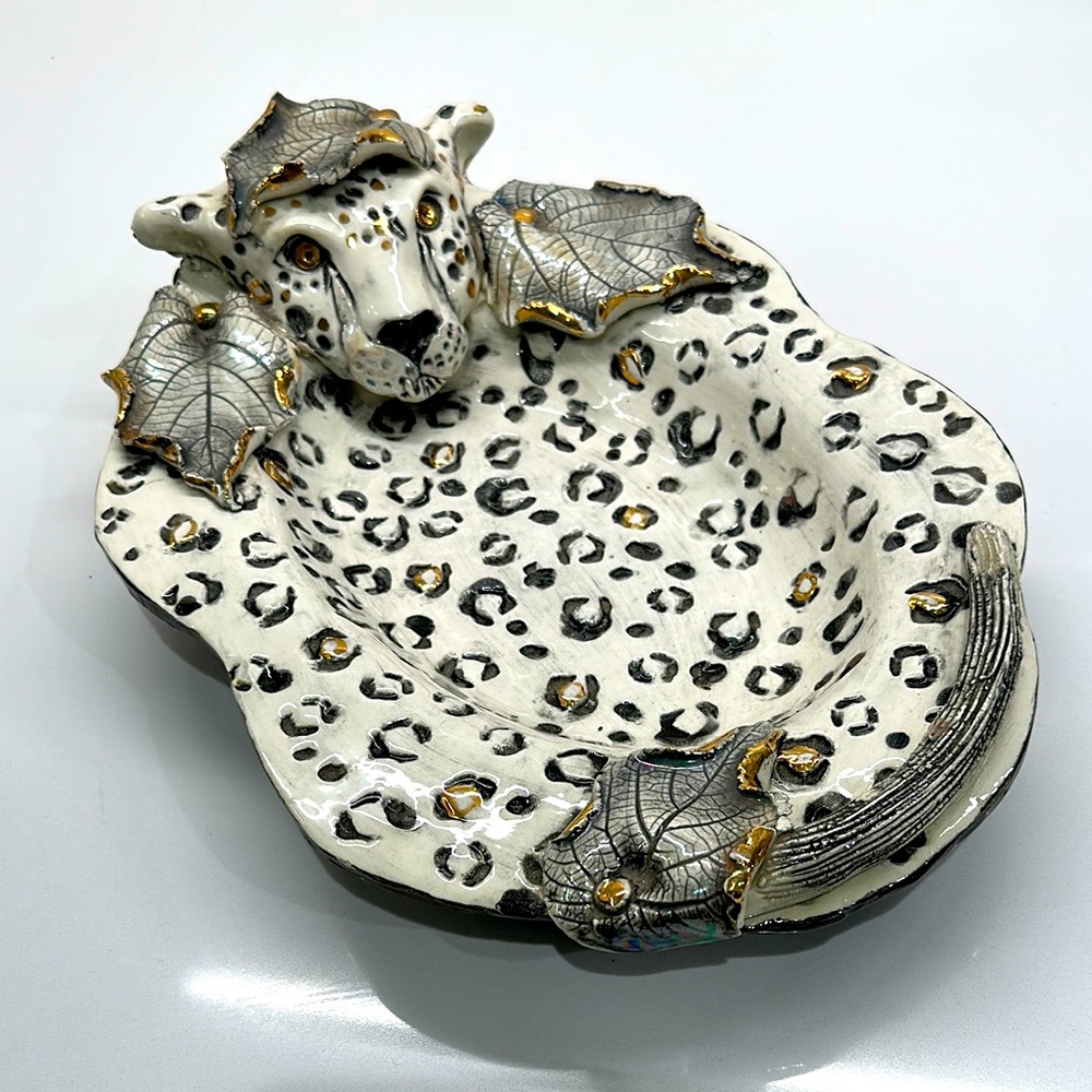 Fired Fantasies Leopard Sculpted Bowl